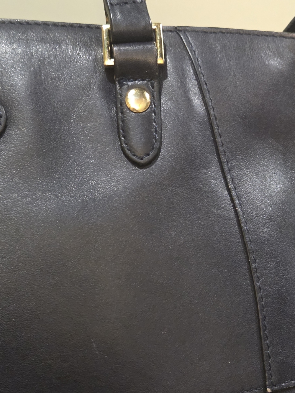 Vintage Etienne Aigner Navy Leather Structured Tote - Picture 4 of 14